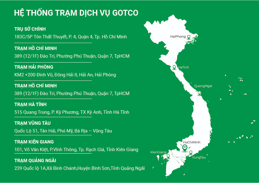 Hệ thống trạm dịch vụ hàng hải GOTCO trải dài khắp cả nước